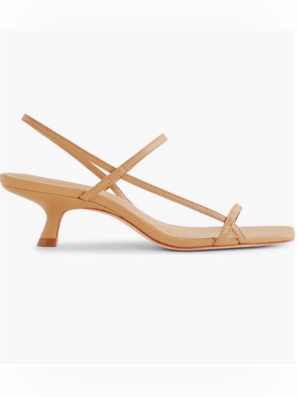 Reformation Serenity Bare Kitten Heel Sandal in Buff/Tan